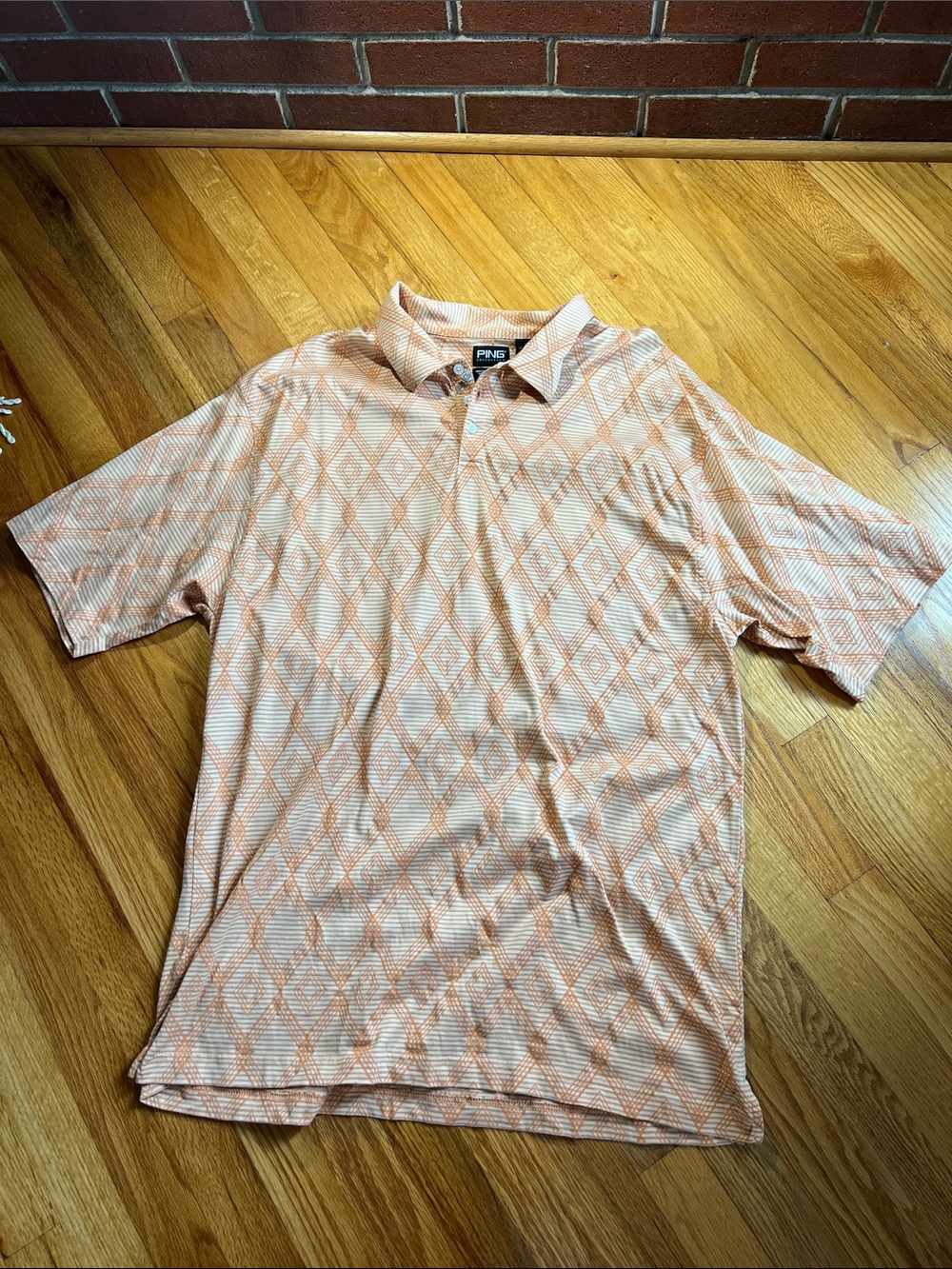 PING Peach Diamond-Print Polo Shirt